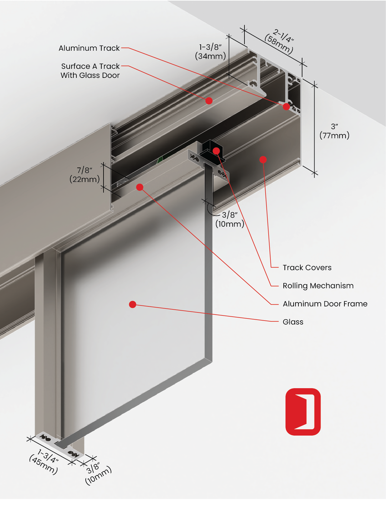 Aria Surface Sliding Series (Glass) - DOWRS